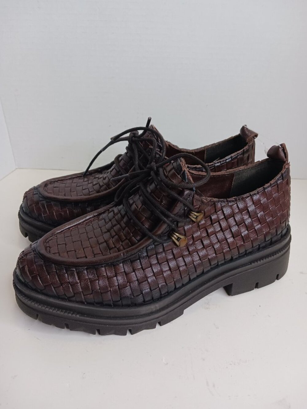 Vintage Foundry Co. Women's Clotilde Brown Leather Lace Up Loafer shoes size 7M